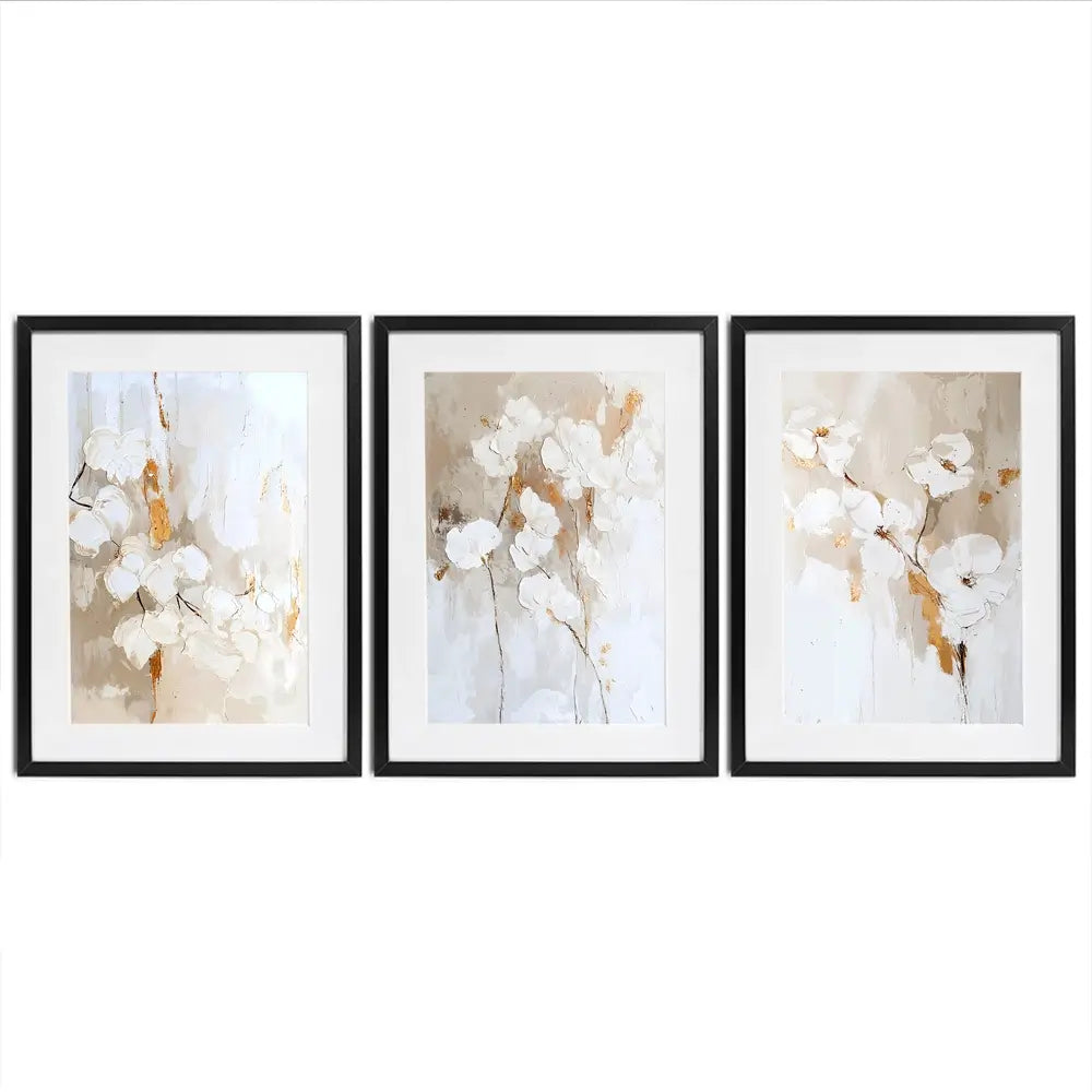 Delicate Whites Framed Art Print Trio Delicate Whites Framed Art Print Trio wall art product IAmHomeStudio