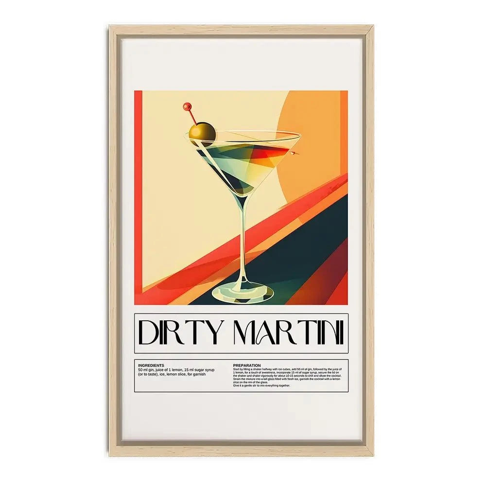 Dirty Martini Recipe Canvas Print Dirty Martini Recipe Canvas Print wall art product Art Print Shop