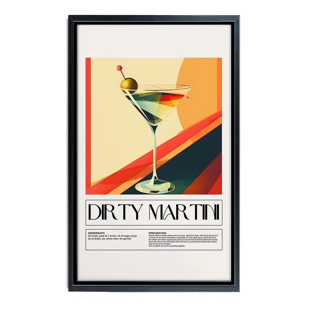 Dirty Martini Recipe Canvas Print Dirty Martini Recipe Canvas Print wall art product Art Print Shop