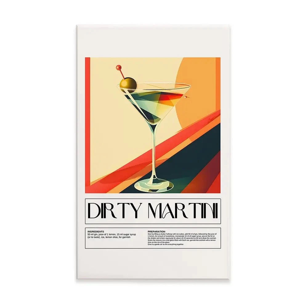 Dirty Martini Recipe Canvas Print Dirty Martini Recipe Canvas Print wall art product Art Print Shop