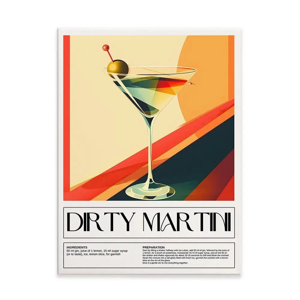 Dirty Martini Recipe Canvas Print Dirty Martini Recipe Canvas Print wall art product Art Print Shop