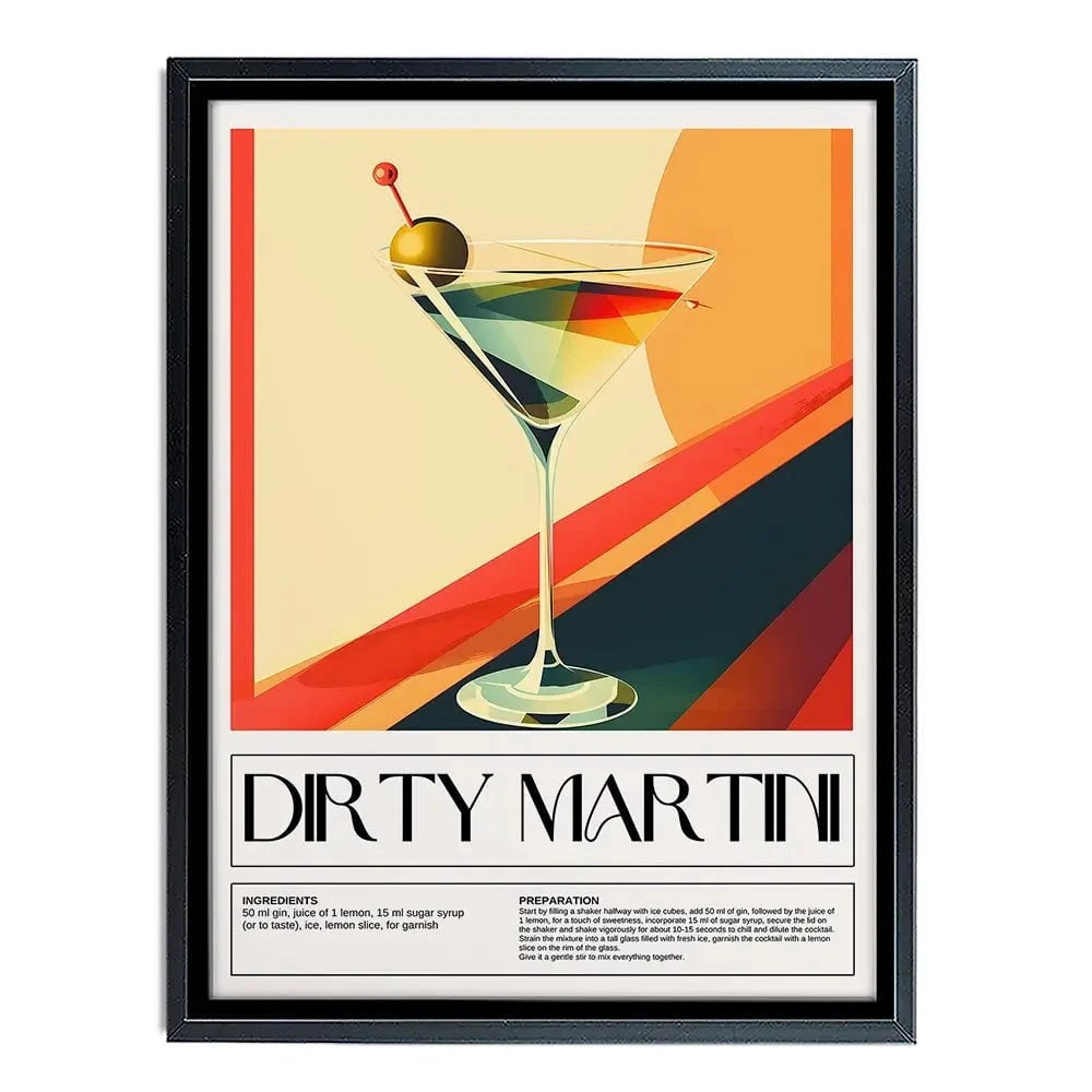 Dirty Martini Recipe Canvas Print Dirty Martini Recipe Canvas Print wall art product Art Print Shop