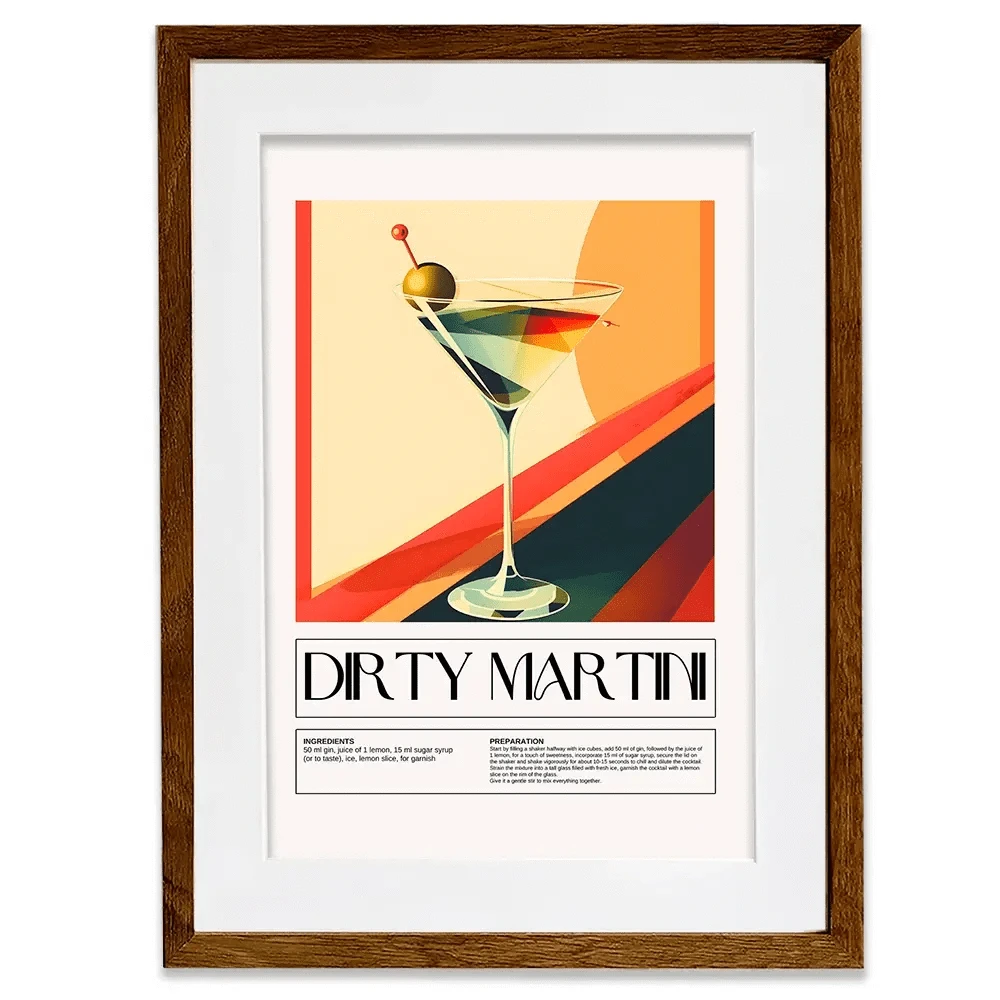 Dirty Martini Recipe Framed Art Print Dirty Martini Recipe Framed Art Print wall art product Art Print Shop