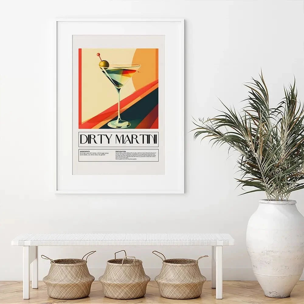Dirty Martini Recipe Framed Art Print Dirty Martini Recipe Framed Art Print wall art product Art Print Shop