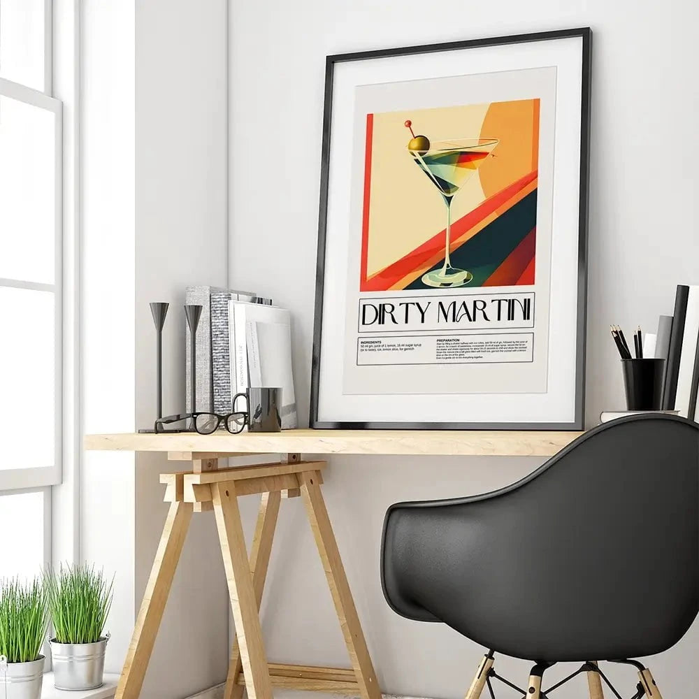 Dirty Martini Recipe Framed Art Print Dirty Martini Recipe Framed Art Print wall art product Art Print Shop