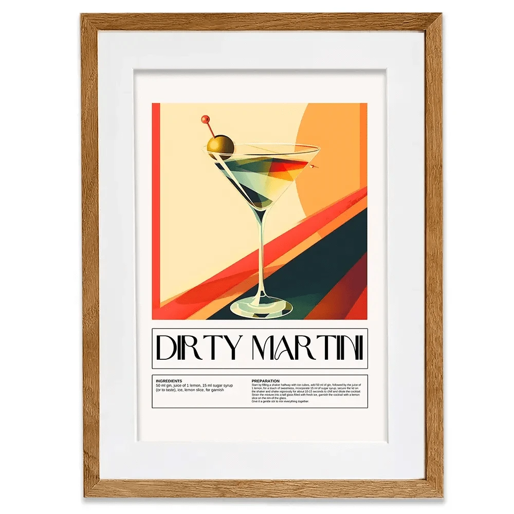 Dirty Martini Recipe Framed Art Print Dirty Martini Recipe Framed Art Print wall art product Art Print Shop