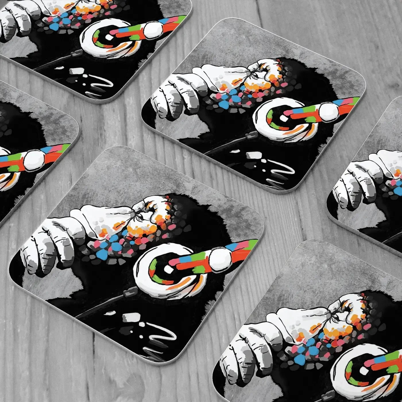 DJ Monkey Coaster Set DJ Monkey Coaster Set wall art product Banksy