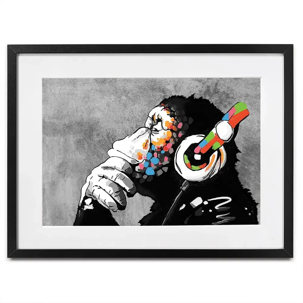 DJ Monkey Framed Art Print DJ Monkey Framed Art Print wall art product Banksy