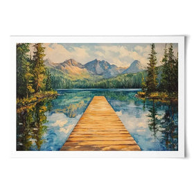 Dock In The Mountains Art Print Dock In The Mountains Art Print wall art product Petals Prints Design - Independent
