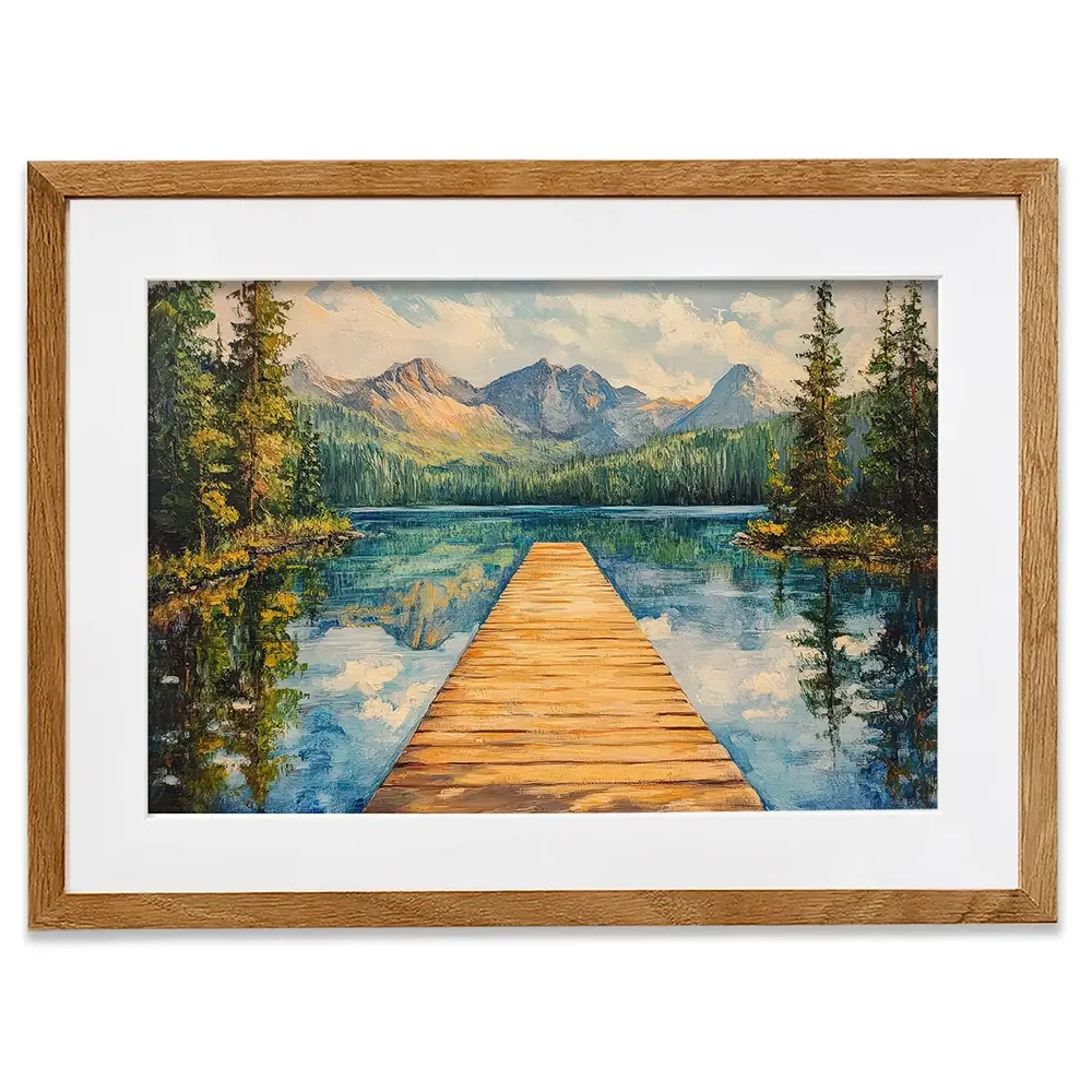 Dock In The Mountains Framed Art Print Dock In The Mountains Framed Art Print wall art product Petals Prints Design - Independent