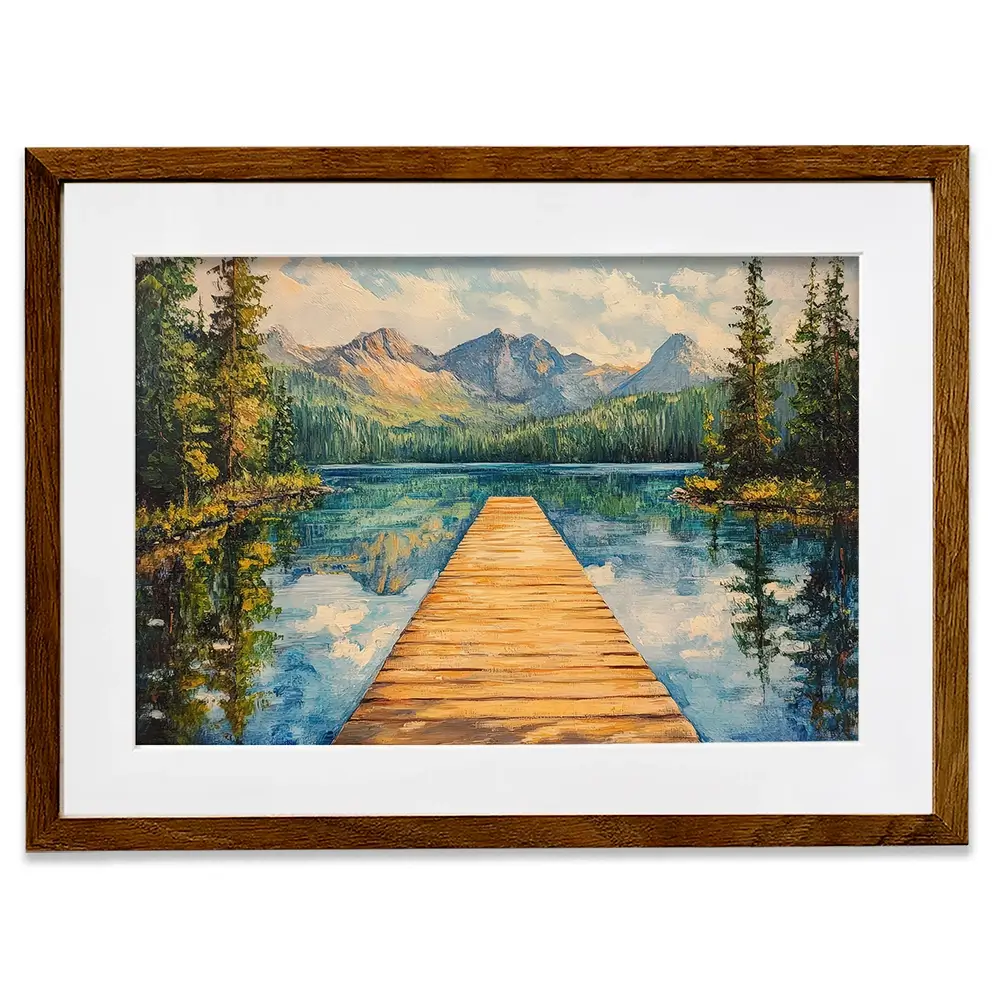 Dock In The Mountains Framed Art Print Dock In The Mountains Framed Art Print wall art product Petals Prints Design - Independent