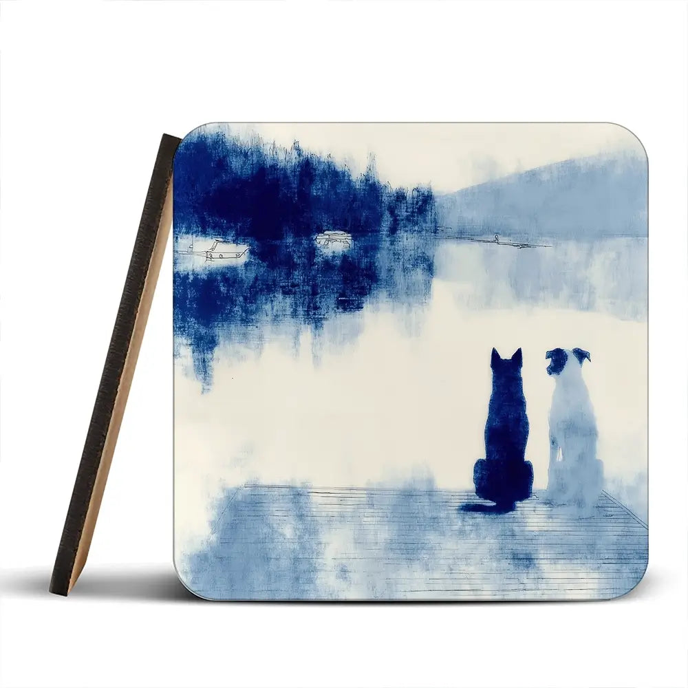 Dogs On Dock Coaster Set Dogs On Dock Coaster Set wall art product Chromatic Storm Studio