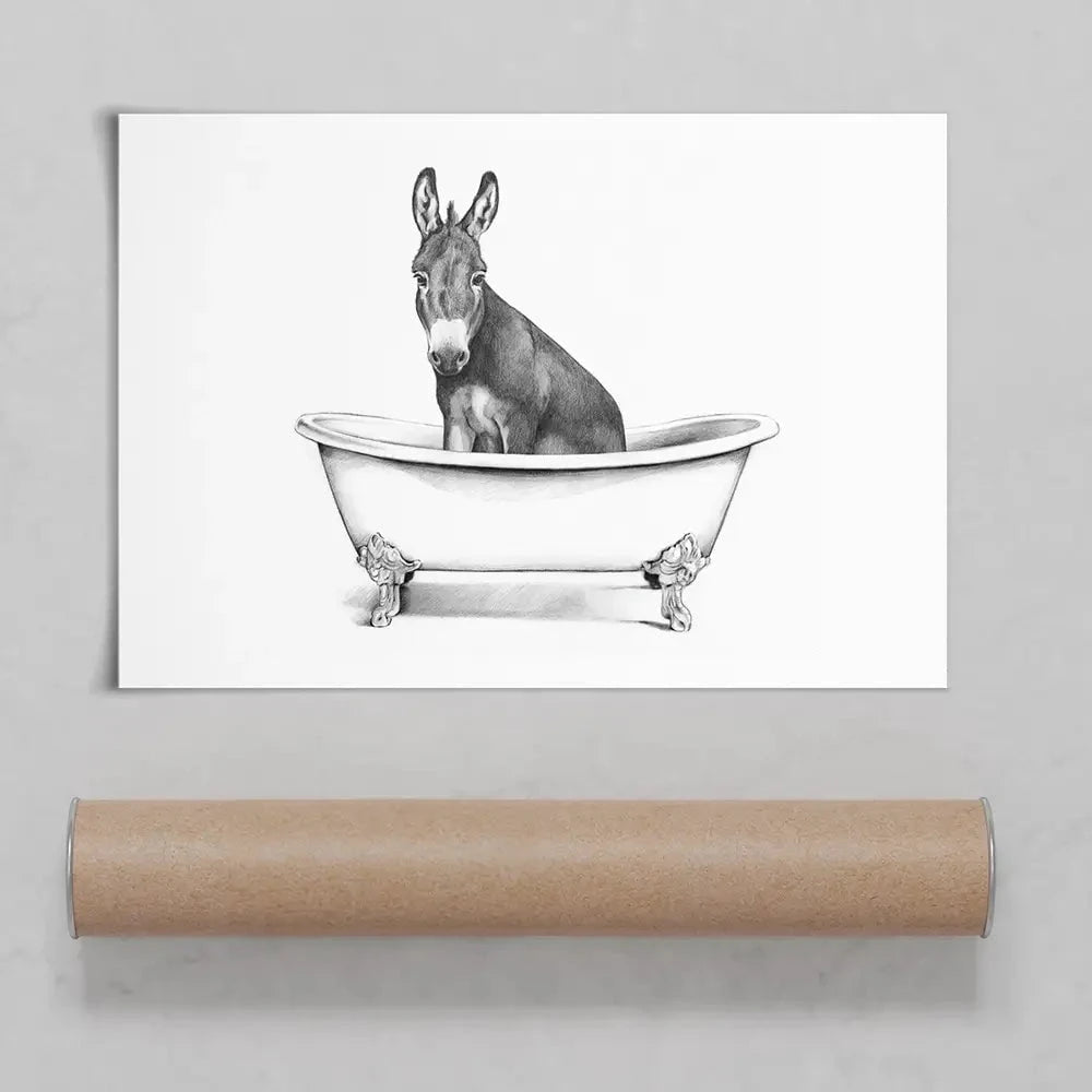 Donkey In A Bathtub Art Print Donkey In A Bathtub Art Print wall art product Victoria Borges