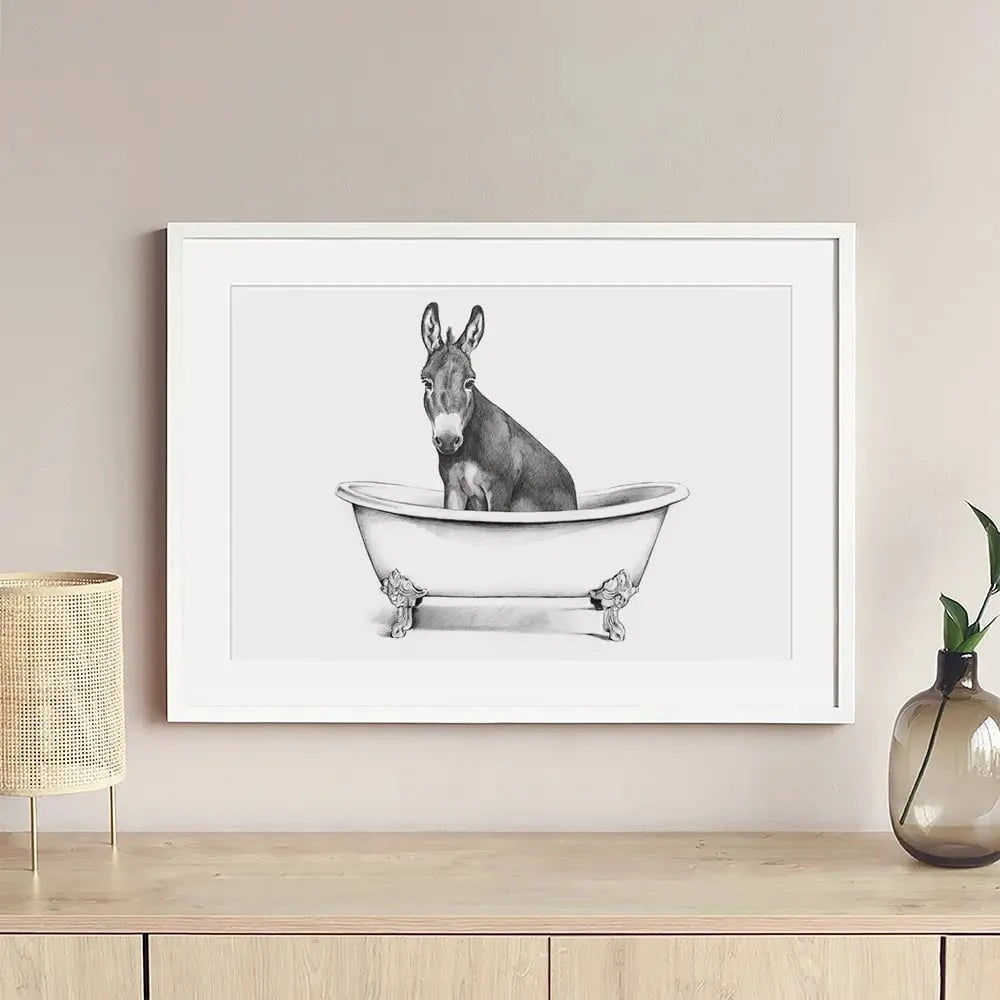 Donkey In A Bathtub Framed Art Print Donkey In A Bathtub Framed Art Print wall art product Victoria Borges