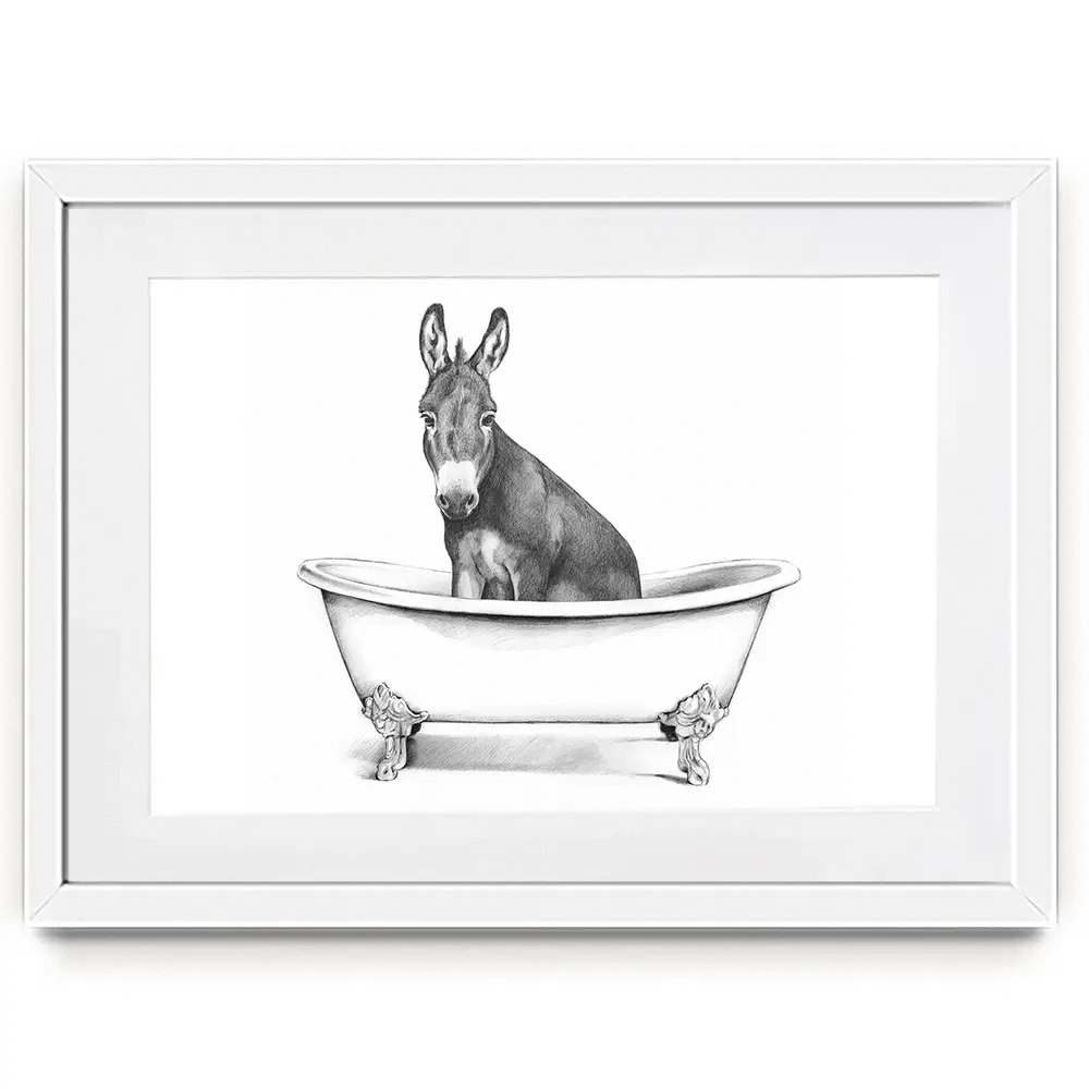 Donkey In A Bathtub Framed Art Print Donkey In A Bathtub Framed Art Print wall art product Victoria Borges