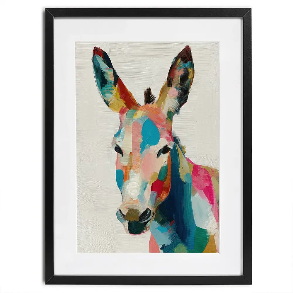 Donkey In Brushstrokes Framed Art Print Donkey In Brushstrokes Framed Art Print wall art product Chromatic Storm Studio