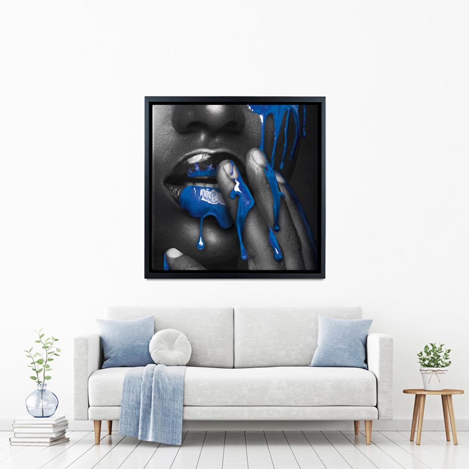 Dripping Blue Square Canvas Print wall art product H Cleary