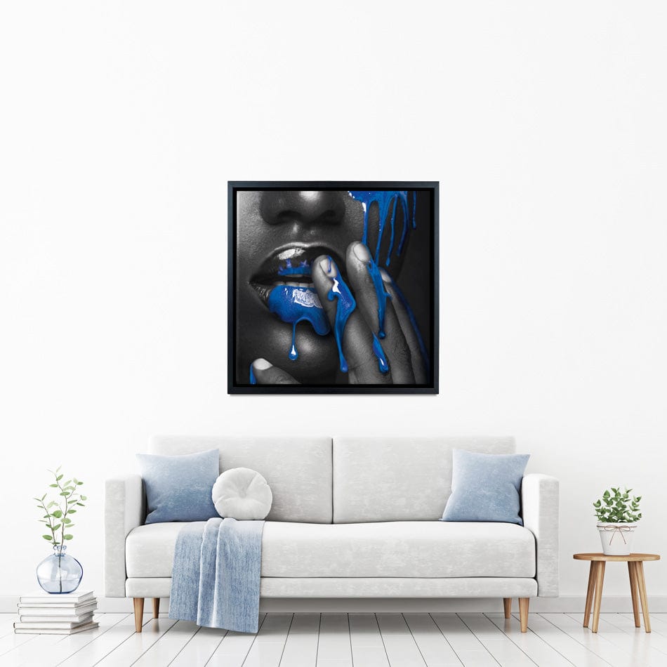 Dripping Blue Square Canvas Print wall art product H Cleary