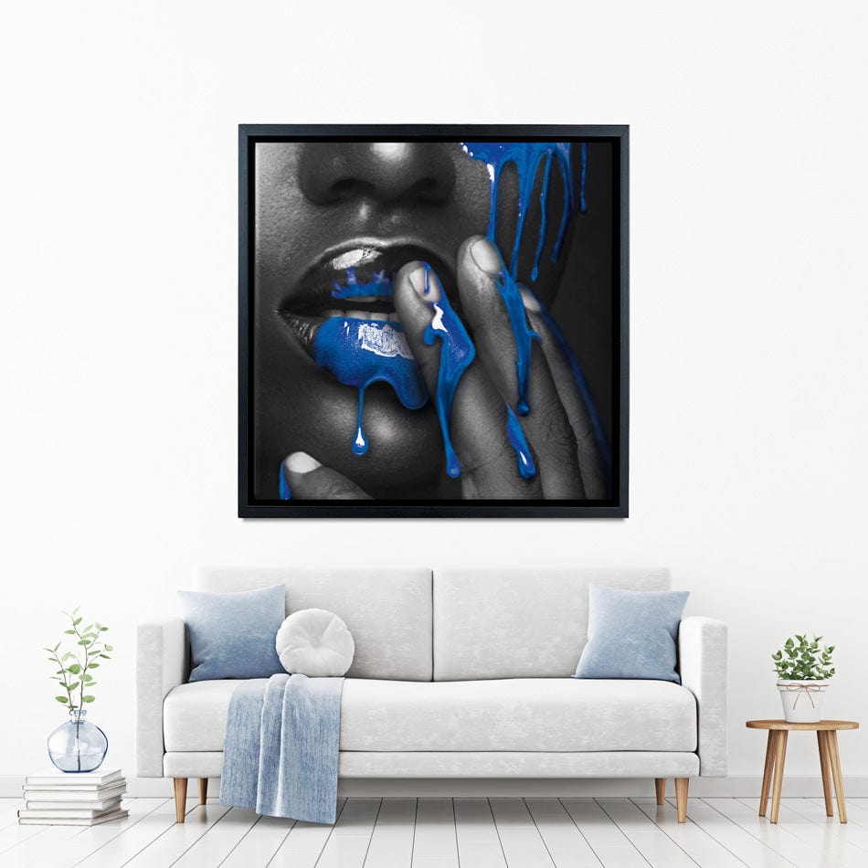 Dripping Blue Square Canvas Print wall art product H Cleary