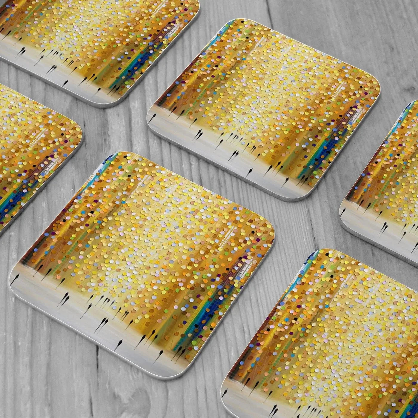 Dusks Embrace Coaster Set Rainbow Soul Tree Coaster Set | Rainbow Soul Tree Art Coasters wall art product Ekaterina Ermilkina