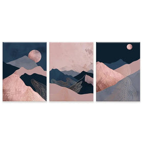 Dusky Pink Mountains Trio Canvas Print Dusky Pink Mountains Trio Canvas Print wall art product TWINS DESIGN STUDIO / Shutterstock