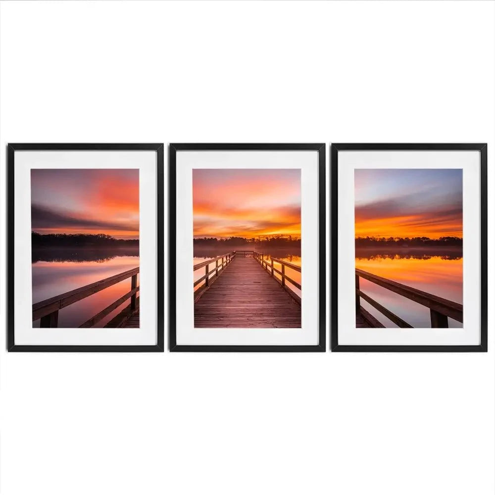 Early Morning Sunrise Framed Art Print Trio Early Morning Sunrise Framed Art Print Trio wall art product traveler jordan / Shutterstock