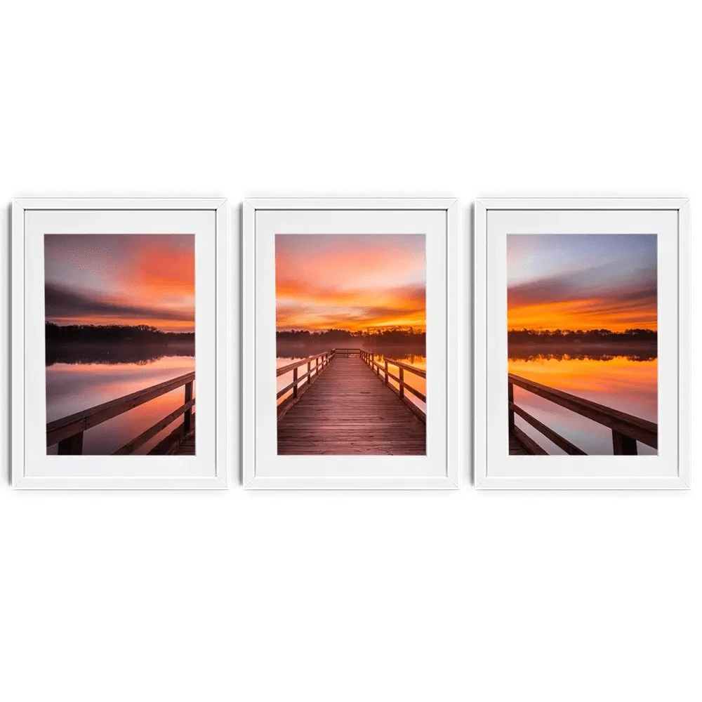 Early Morning Sunrise Framed Art Print Trio Early Morning Sunrise Framed Art Print Trio wall art product traveler jordan / Shutterstock