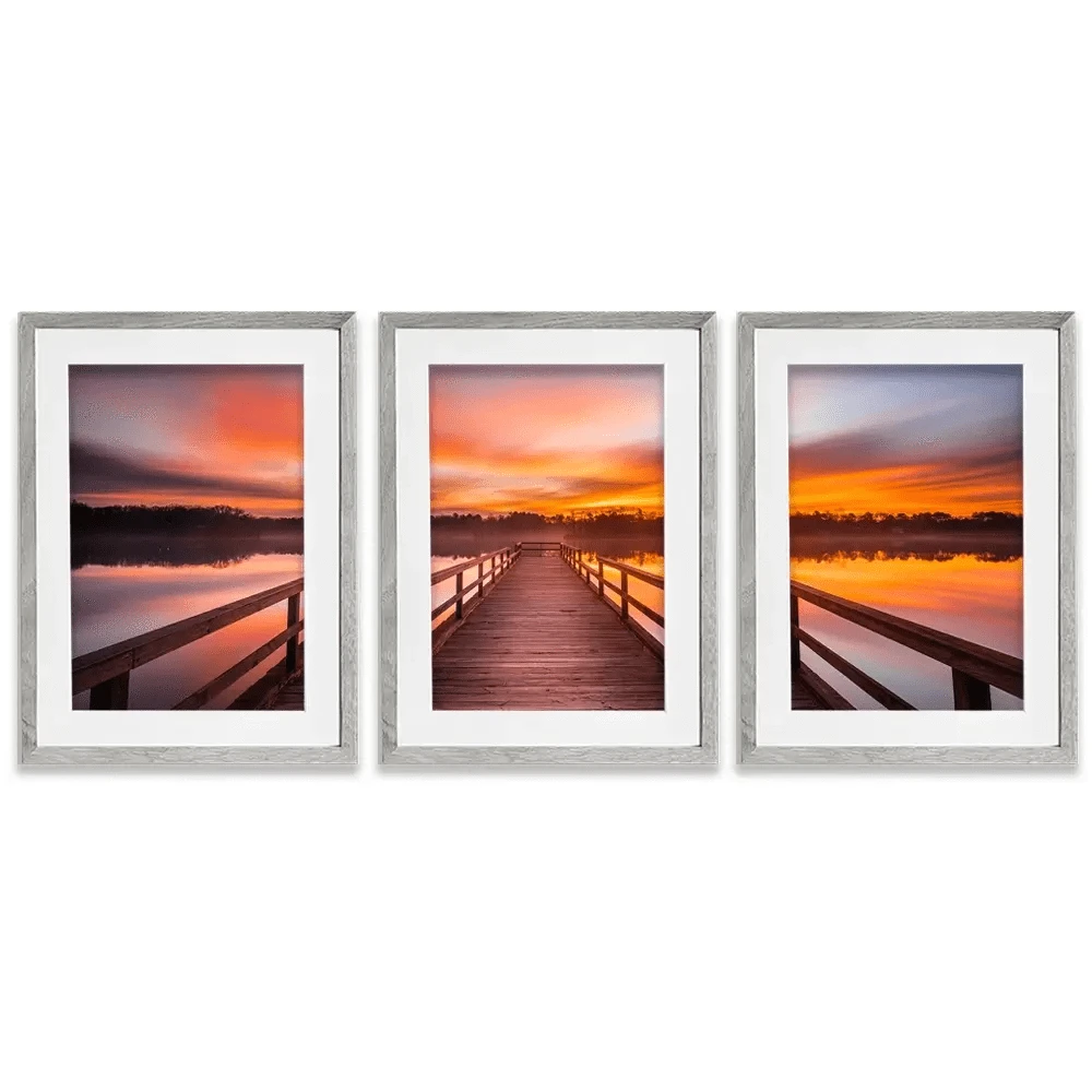 Early Morning Sunrise Framed Art Print Trio Early Morning Sunrise Framed Art Print Trio wall art product traveler jordan / Shutterstock