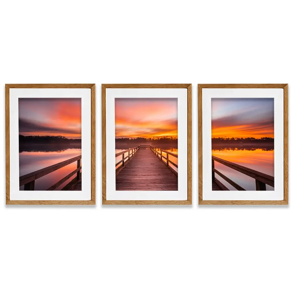 Early Morning Sunrise Framed Art Print Trio Early Morning Sunrise Framed Art Print Trio wall art product traveler jordan / Shutterstock