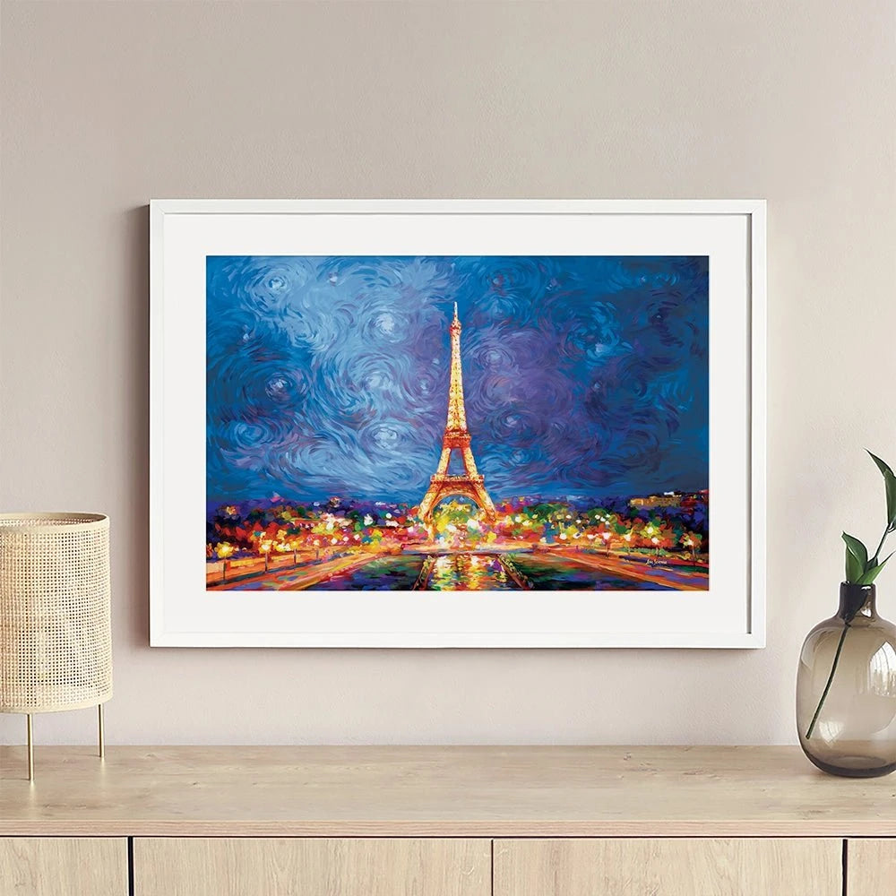 Eiffel Tower And Night Sky Framed Art Print Eiffel Tower And Night Sky Framed Art Print wall art product Leon Devenice