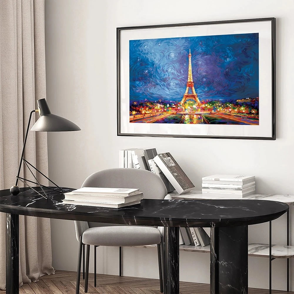 Eiffel Tower And Night Sky Framed Art Print Eiffel Tower And Night Sky Framed Art Print wall art product Leon Devenice