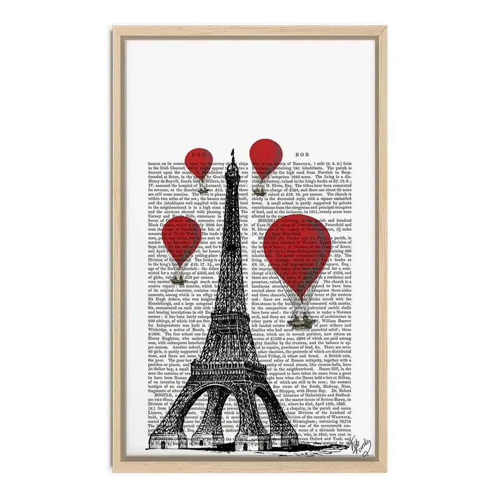 Eiffel Tower And Red Hot Air Balloons Canvas Print Eiffel Tower And Red Hot Air Balloons Canvas Print wall art product Fab Funky