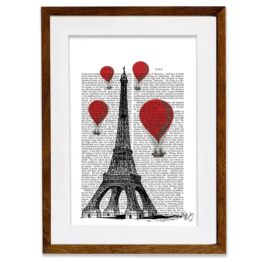 Eiffel Tower And Red Hot Air Balloons Framed Art Print Eiffel Tower And Red Hot Air Balloons Framed Art Print wall art product Fab Funky