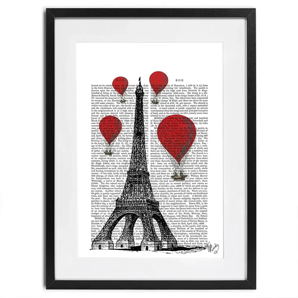 Eiffel Tower And Red Hot Air Balloons Framed Art Print Eiffel Tower And Red Hot Air Balloons Framed Art Print wall art product Fab Funky