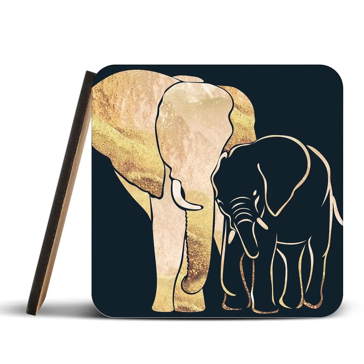Elephant Embrace Coaster Set Rainbow Soul Tree Coaster Set | Rainbow Soul Tree Art Coasters wall art product Sarah Manovski