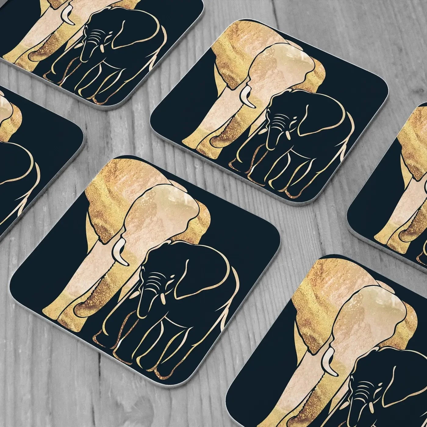 Elephant Embrace Coaster Set Rainbow Soul Tree Coaster Set | Rainbow Soul Tree Art Coasters wall art product Sarah Manovski