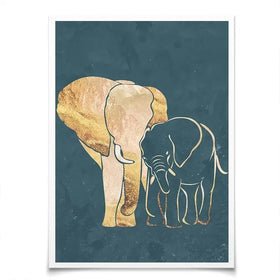 Elephant Embrace Teal Portrait Art Print Elephant Embrace Teal Portrait Art Print wall art product Sarah Manovski