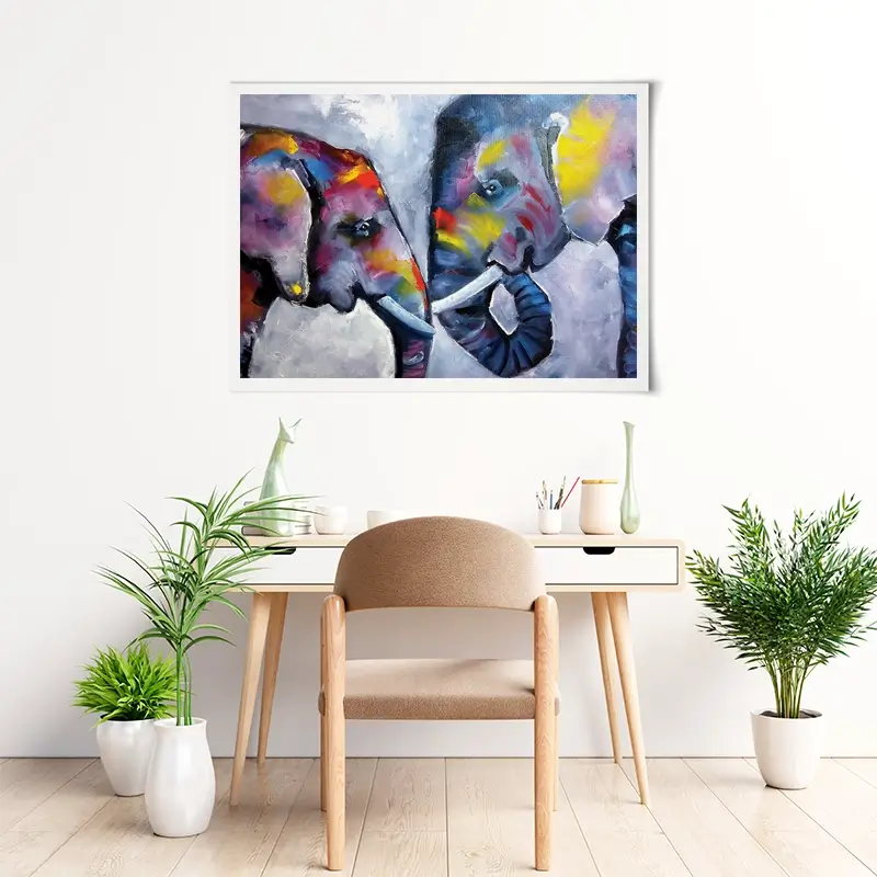 Elephant Pair Oil Painting Art Print Elephant Pair Oil Painting Art Print wall art product kumachenkova / Shutterstock