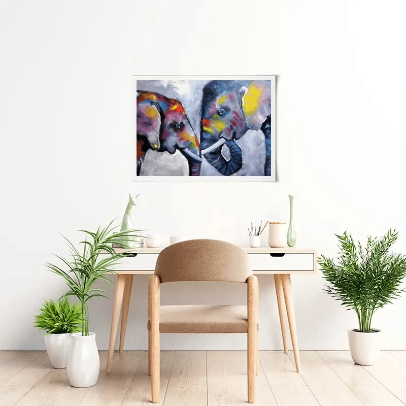 Elephant Pair Oil Painting Art Print Elephant Pair Oil Painting Art Print wall art product kumachenkova / Shutterstock