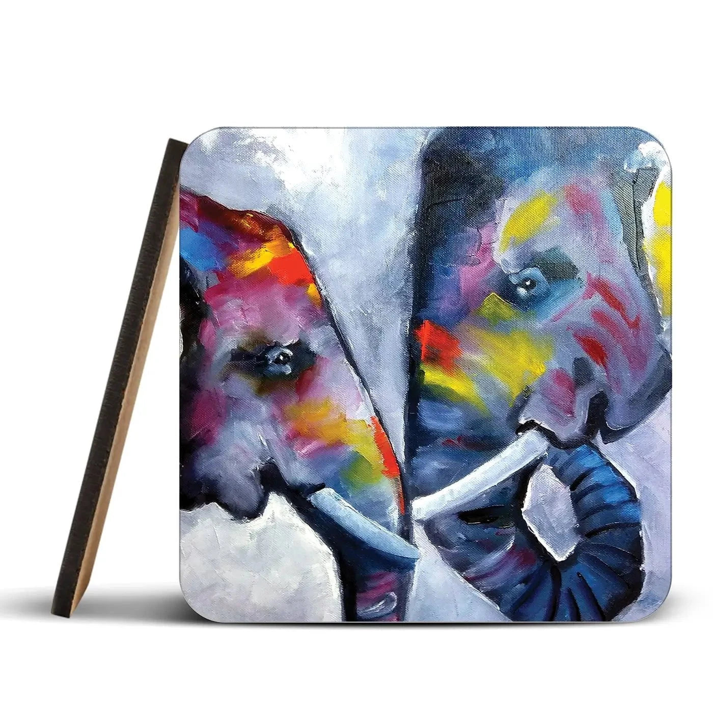 Elephant Pair Oil Painting Coaster Set Elephant Pair Oil Painting Coaster Set wall art product kumachenkova / Shutterstock