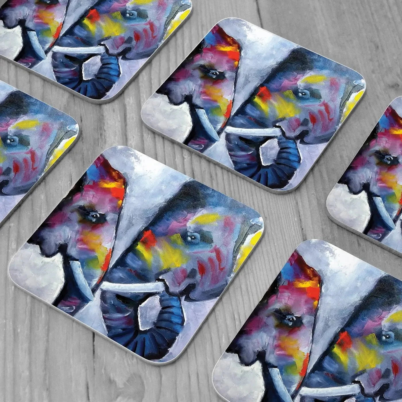 Elephant Pair Oil Painting Coaster Set Elephant Pair Oil Painting Coaster Set wall art product kumachenkova / Shutterstock
