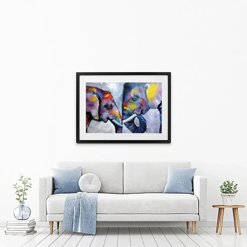 Elephant Pair Oil Painting Framed Art Print Elephant Pair Oil Painting Framed Art Print wall art product kumachenkova / Shutterstock