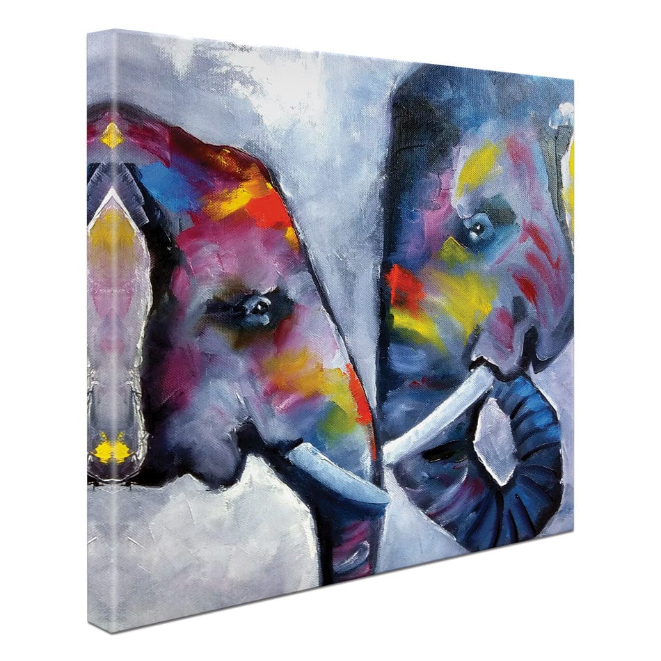 Elephant Pair Oil Painting Square Canvas Print wall art product kumachenkova / Shutterstock