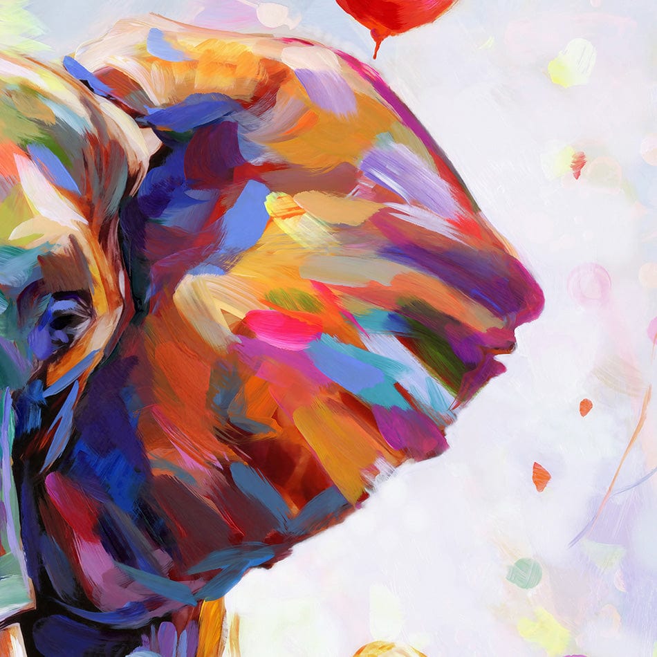 Elephants Colourful Celebration Art Print wall art product Leon Devenice