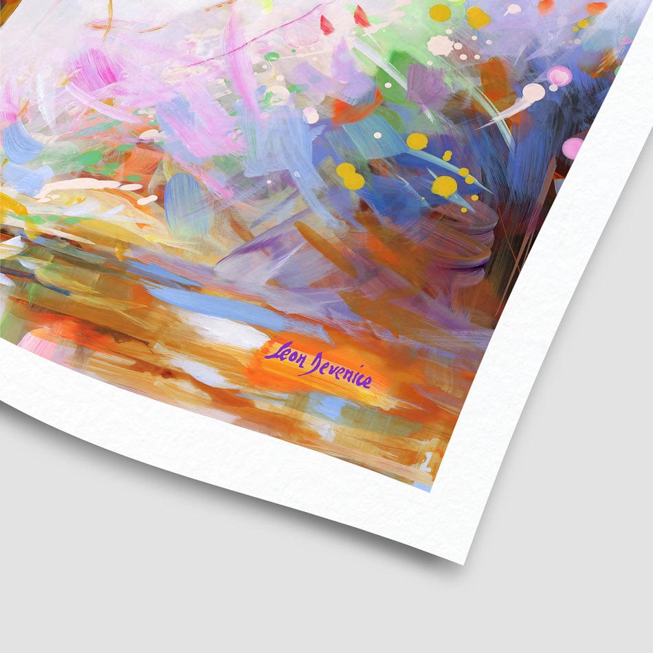 Elephants Colourful Celebration Art Print wall art product Leon Devenice