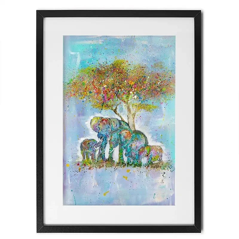 Elephants Under The Tree Framed Art Print Elephants Under The Tree Framed Art Print wall art product Jamie Taylor