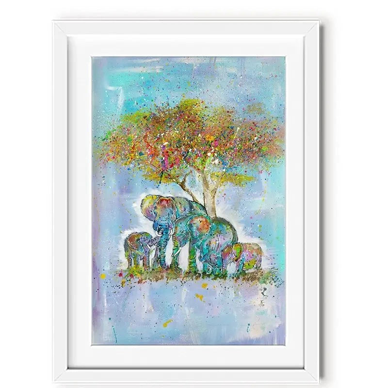 Elephants Under The Tree Framed Art Print Elephants Under The Tree Framed Art Print wall art product Jamie Taylor