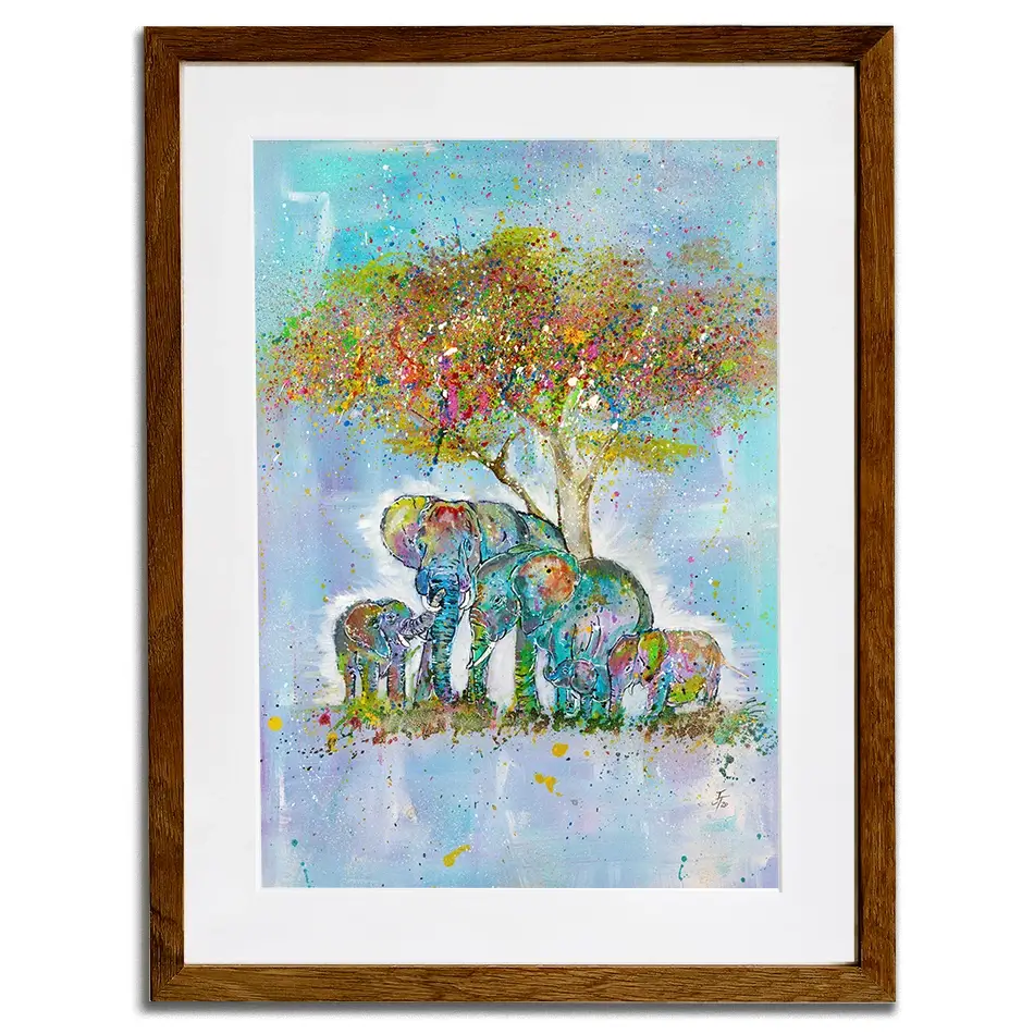 Elephants Under The Tree Framed Art Print Elephants Under The Tree Framed Art Print wall art product Jamie Taylor