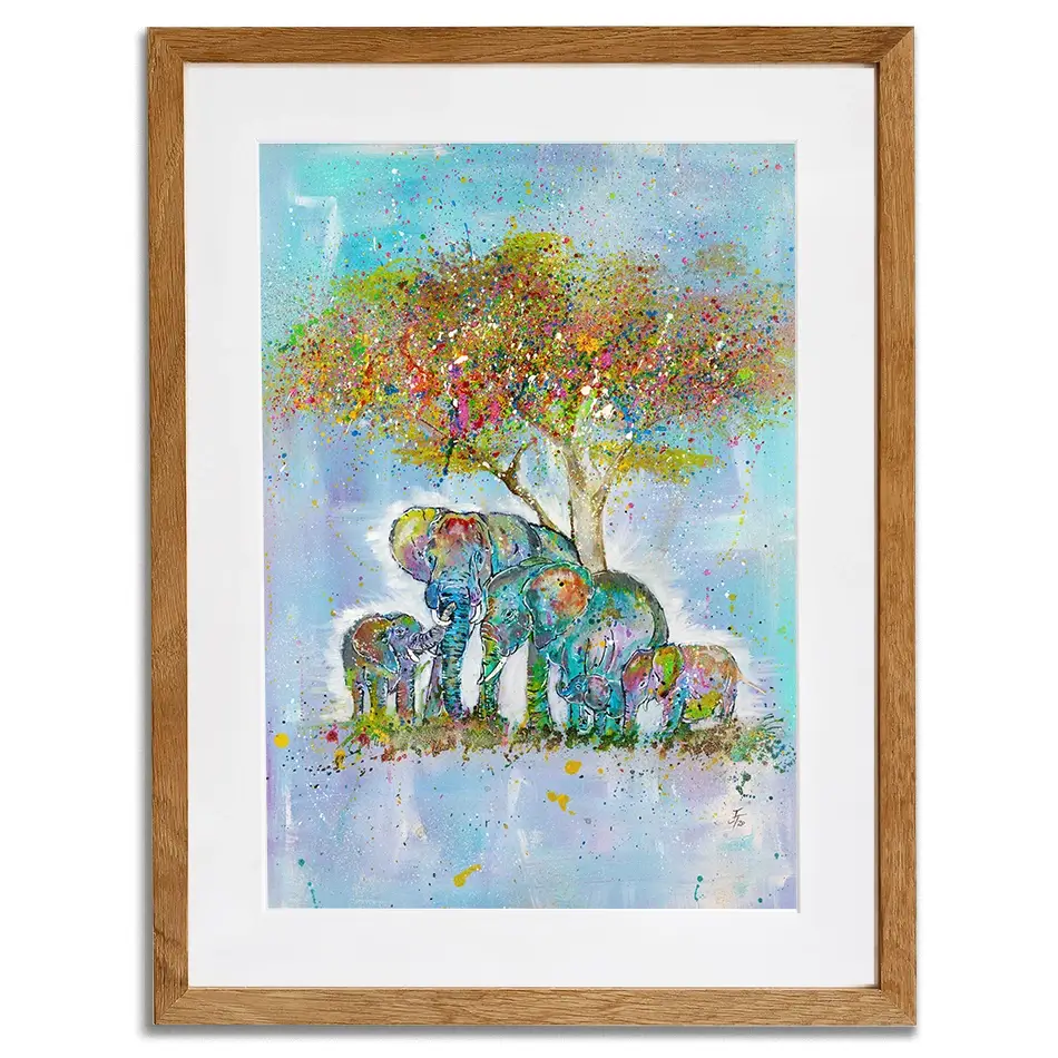 Elephants Under The Tree Framed Art Print Elephants Under The Tree Framed Art Print wall art product Jamie Taylor
