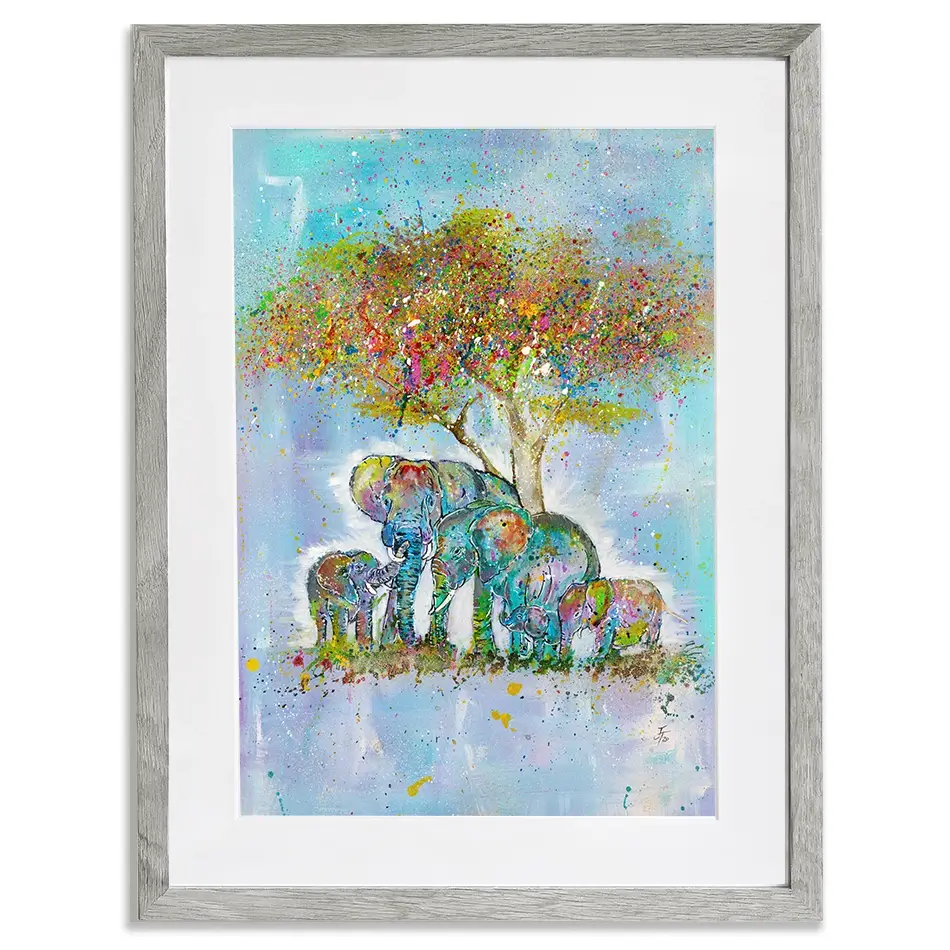 Elephants Under The Tree Framed Art Print Elephants Under The Tree Framed Art Print wall art product Jamie Taylor